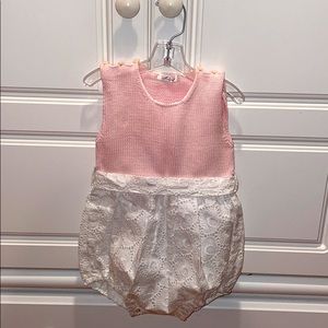 Melograno Hand Crocheted and Lace Romper 12 months